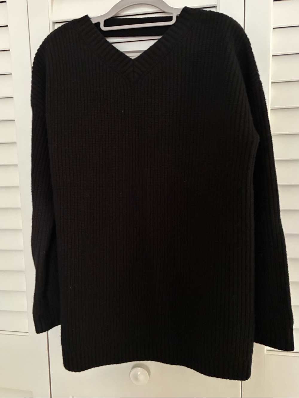 The Outnet Iris & Ink Black V-Neck and Back Ribbed Sweater